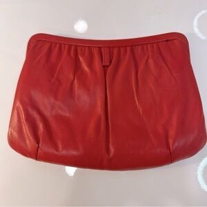 VINTAGE Red leather clutch with removable shoulder strap